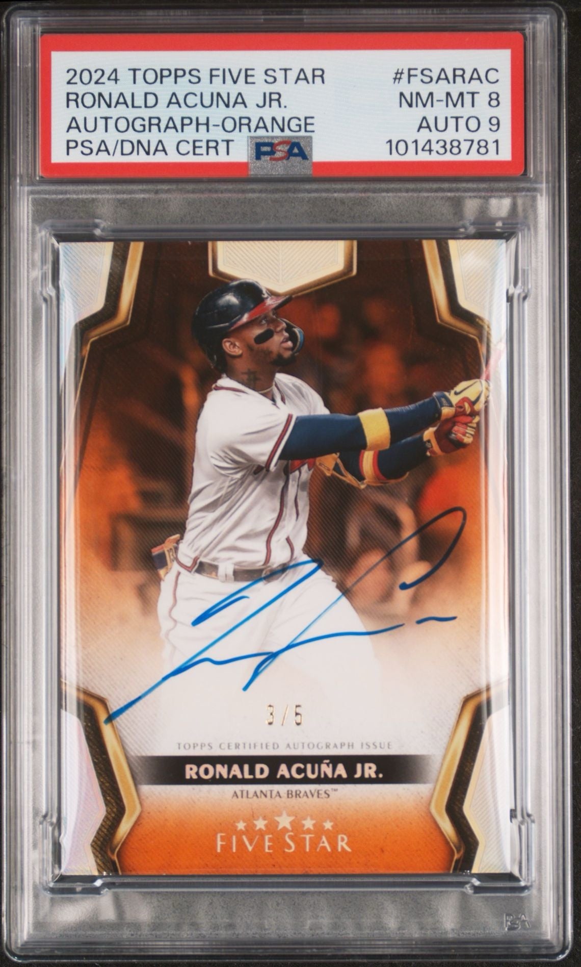 2024 Topps Five Star Ronald Acuna Jr Auto 3/5 PSA8 Auto9