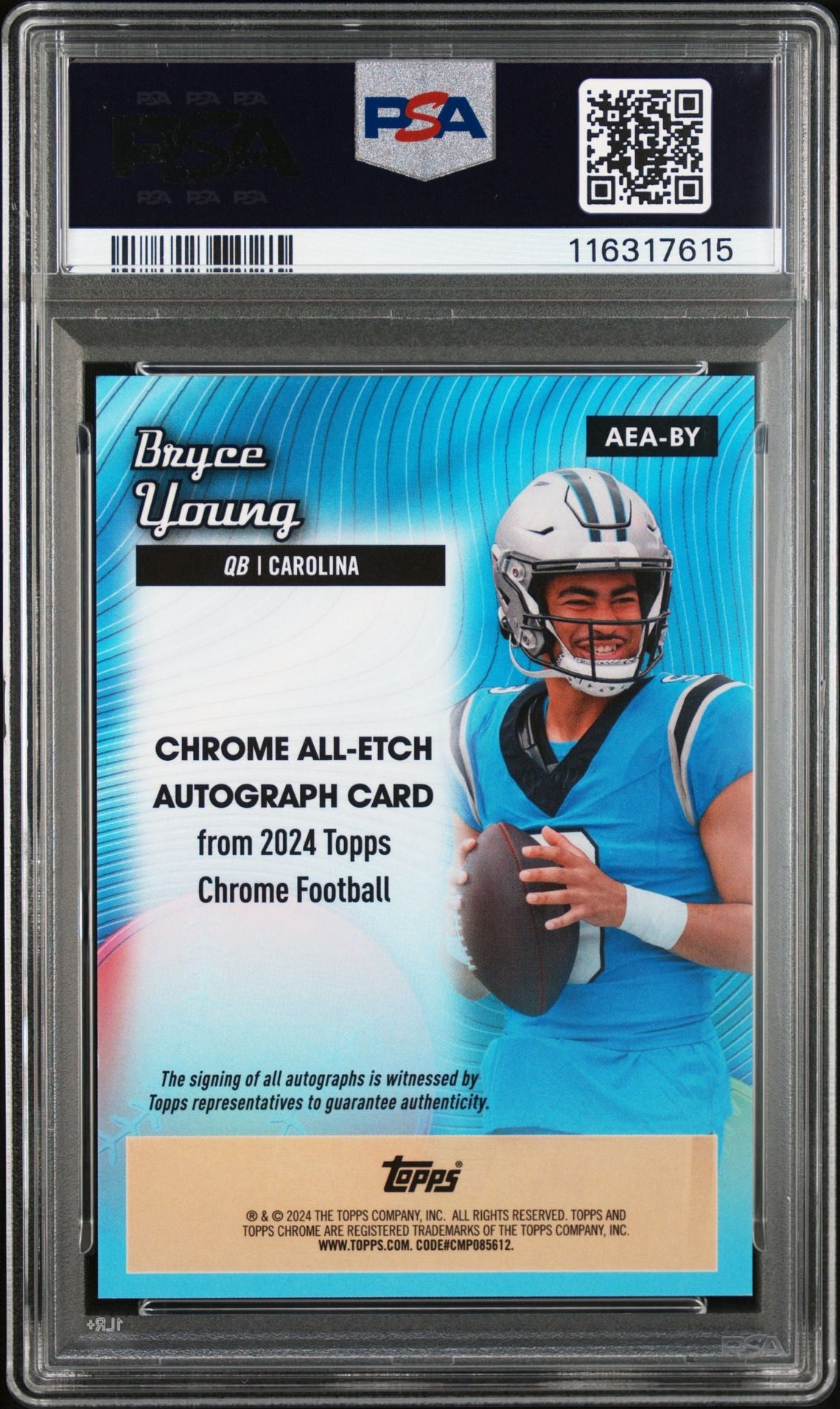 2024 Topps Chrome Bryce Young All-Etch Blue Auto /150 PSA 10