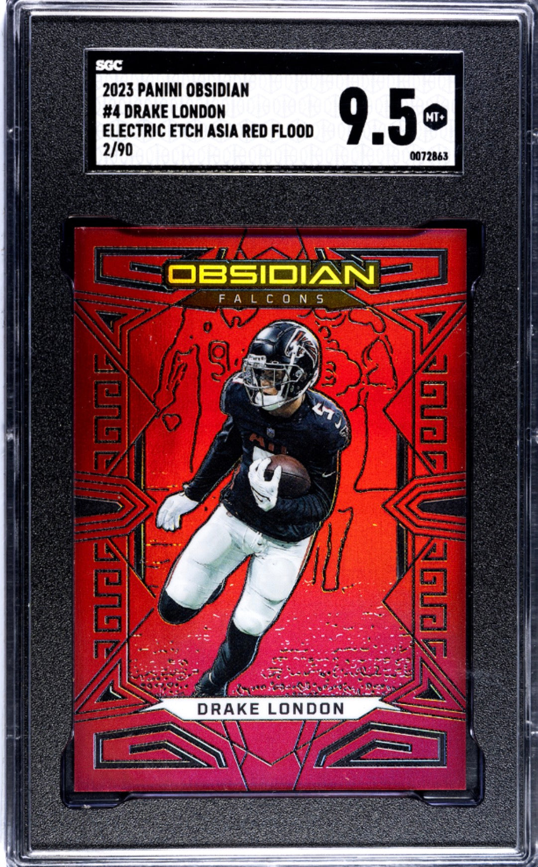 2023 Panini Obsidian Drake London Red Asia Flood /90 SGC 9.5