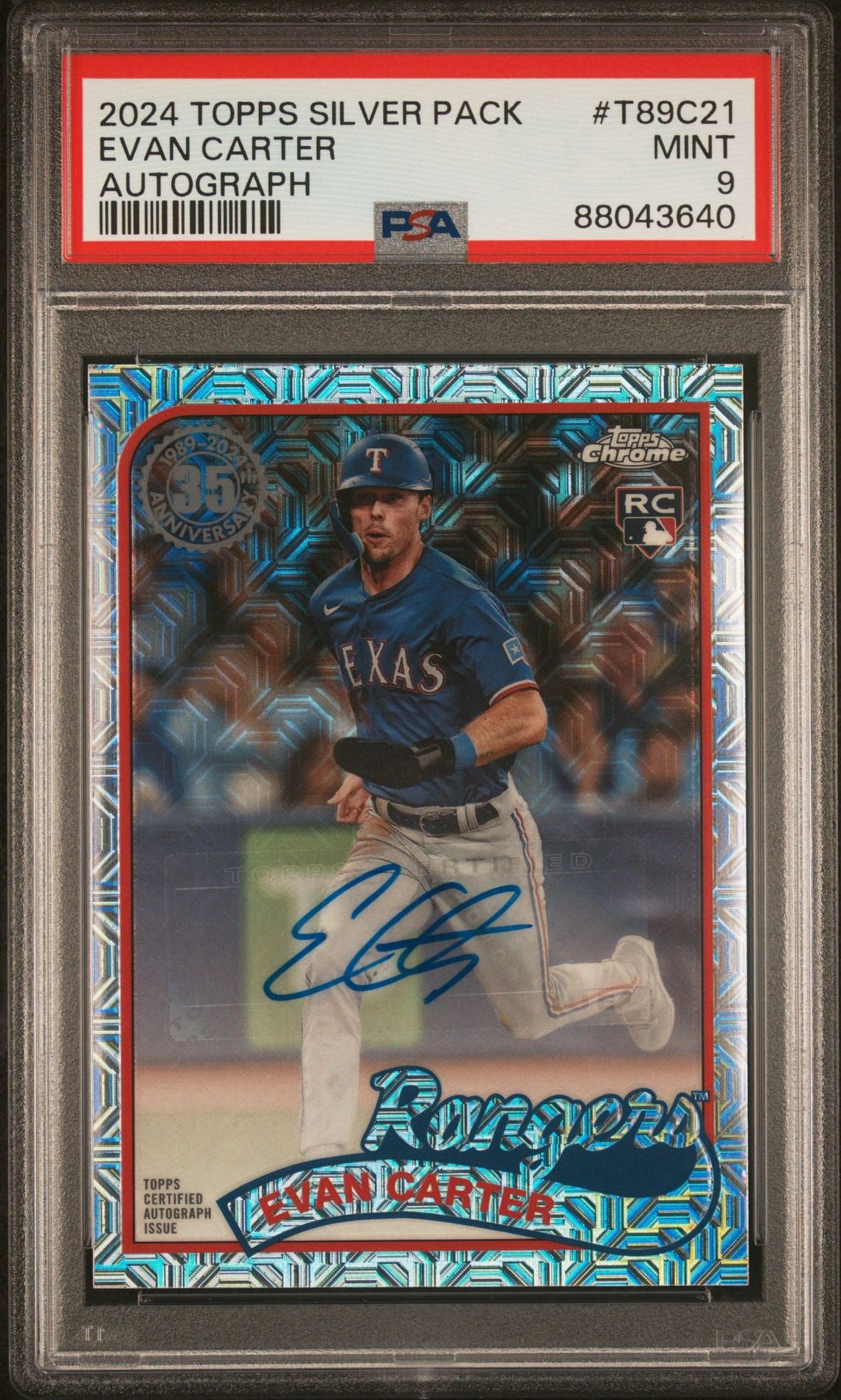 2024 Topps Silver Pack Evan Carter Auto /299 PSA 9