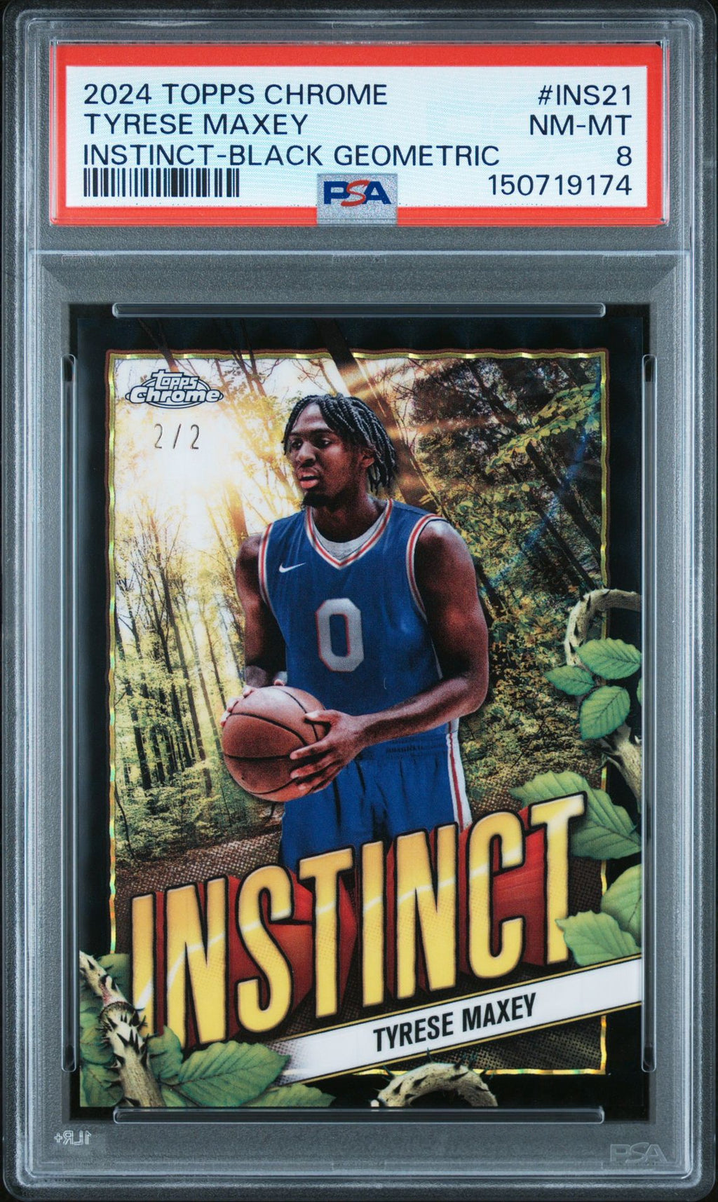 2024 Topps Chrome Tyrese Maxey Instinct Black /2 PSA8