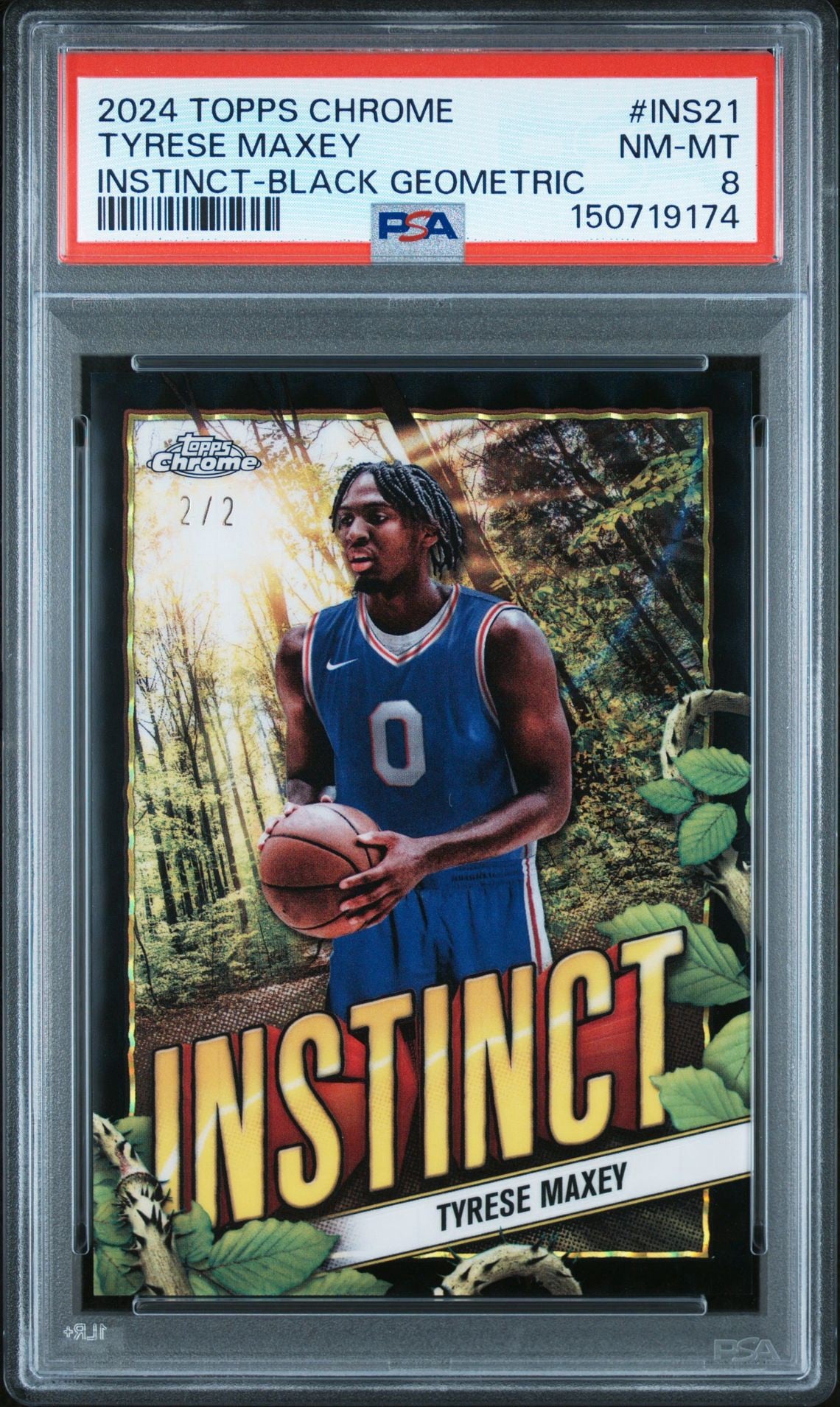 2024 Topps Chrome Tyrese Maxey Instinct Black /2 PSA8
