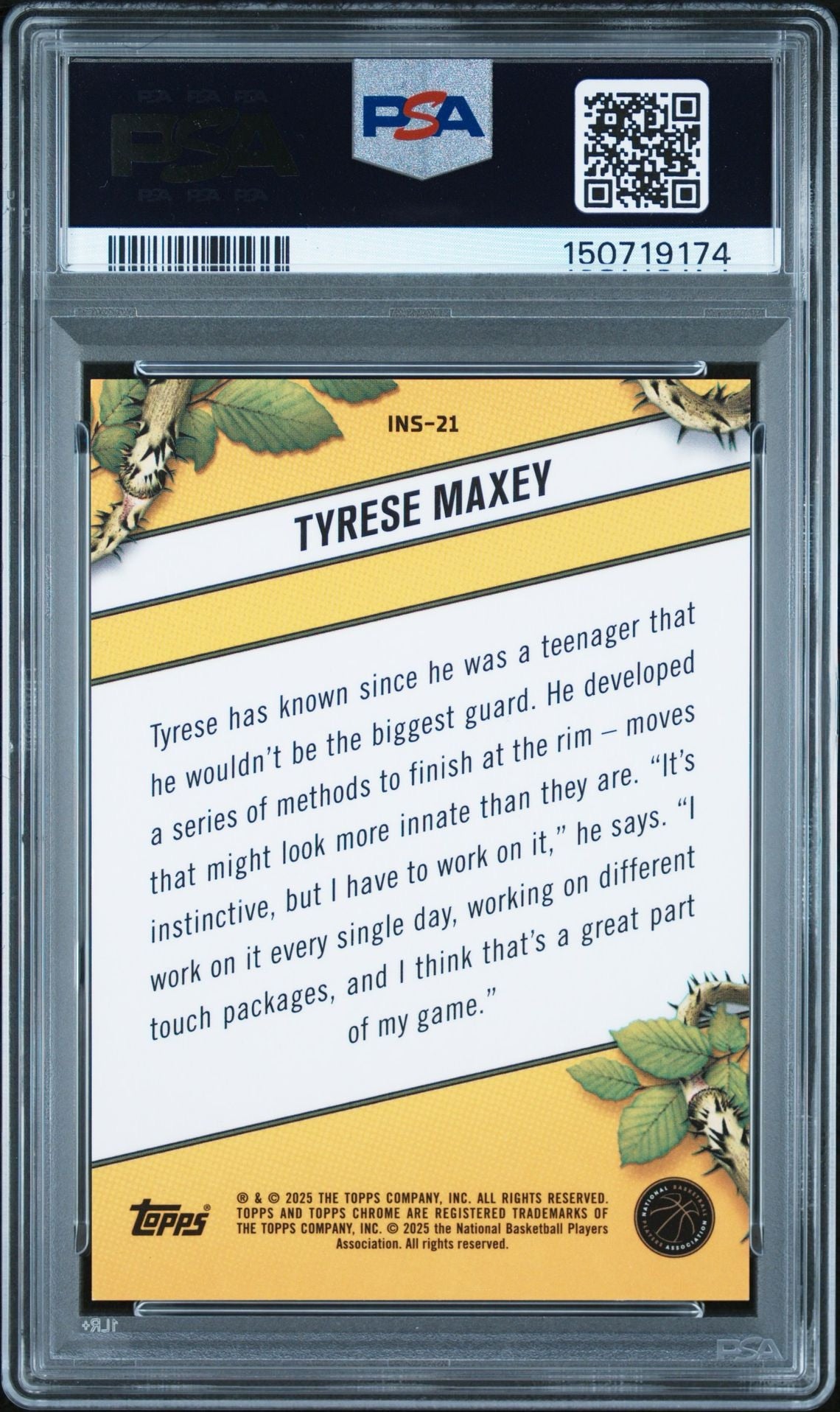 2024 Topps Chrome Tyrese Maxey Instinct Black /2 PSA8